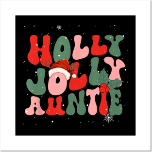 Holly Jolly Christmas Auntie Groovy Mom Xmas Posters and Art